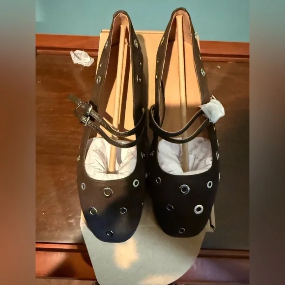 Madewell Double Strap Ballet Flats Brown Flats with Grommet Detail Size 8 NWT - Picture 4 of 9